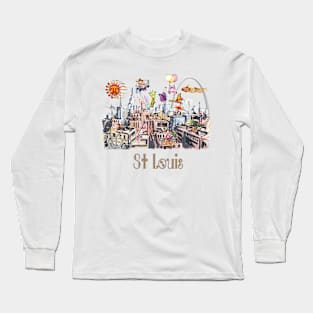 Saint Louis  Crazy City Life POP ART Long Sleeve T-Shirt